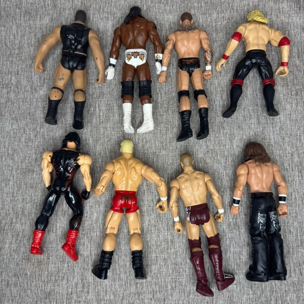 WWE Wrestling Action Figure Lot 8pc The Rock Booker T Randy Orton Kane Edge